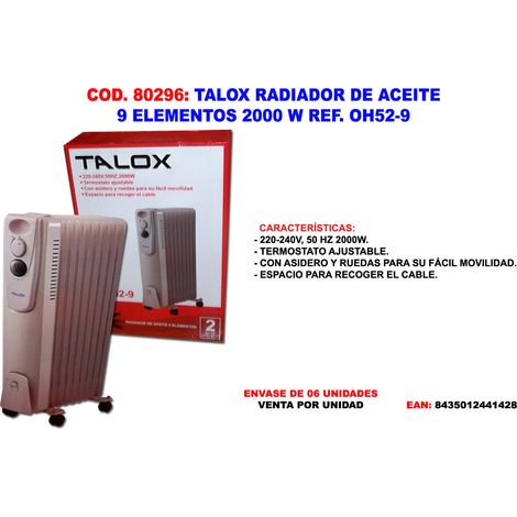 TALOX talox radiador de aceite 9 elementos 2000 w 63 cm oh52-9