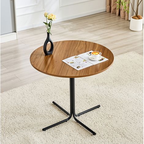 Table d’appoint ronde en MDF bois foncé et métal noir, pied tripode stable, surface résistante aux rayures, compacte pour salon ou chambre – de FLORAGRACE (1/5)
