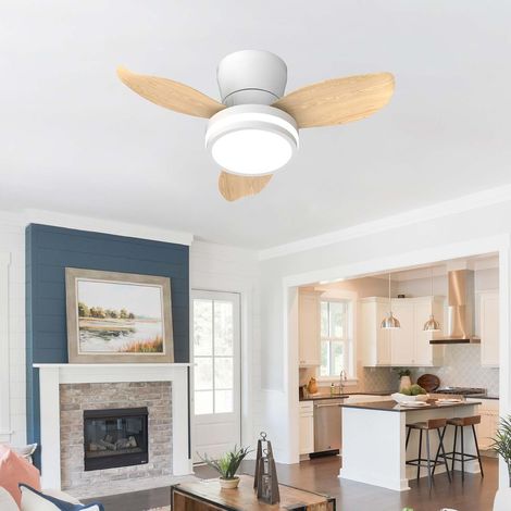 Ventilateur de plafond intelligent de 65 cm avec lumière,Vinage de bois clair télécommande via application, LED à intensité variable, 6 vitesses (1/5)