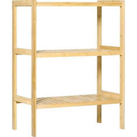Étagère de rangement, étagère en bambou à 3 niveaux, bibliothèque pour salon, chambre et bureau, 62 x 33 x 80 cm bois naturel (1/5)