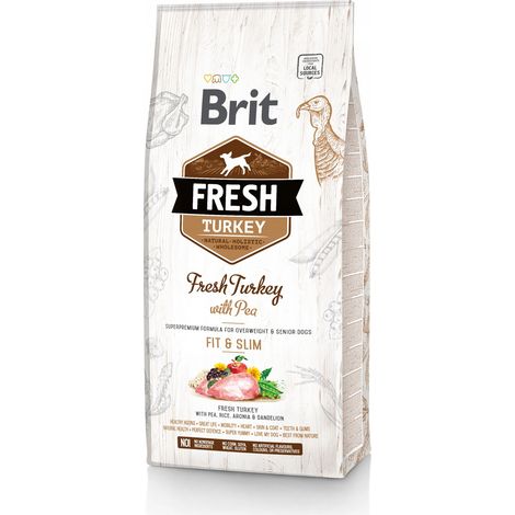 Croquettes Brit Fresh Turkey with Pea Light Fit & Slim pour chien, 12 kg