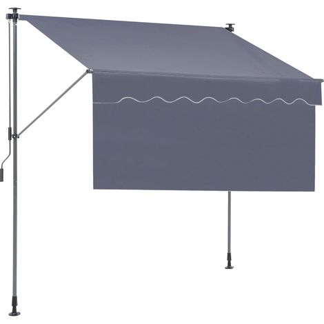 VEVOR Tenda da Sole Retrattile 3x1,2 m, Tenda Manuale per Balcone Tenda da Esterno Altezza Regolabile Frangivento Anti Raggi UV, Tenda Parasole Frangivista RetrattileTerrazza Balcone Giardino Cortile
