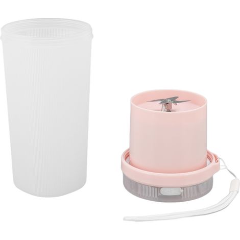 Mini-Tragbarer, wiederaufladbarer Entsafter, integrierter Lithium-Akku, 6 Edelstahlklingen, USB-Saftbecher, Kindersicherung, blaues Display, schickes Rosa (1/5)