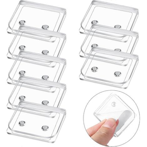 8 supports de fixation pour rideau de douche avec adhésif transparent, résistants au vent et aux éclaboussures. (1/3)