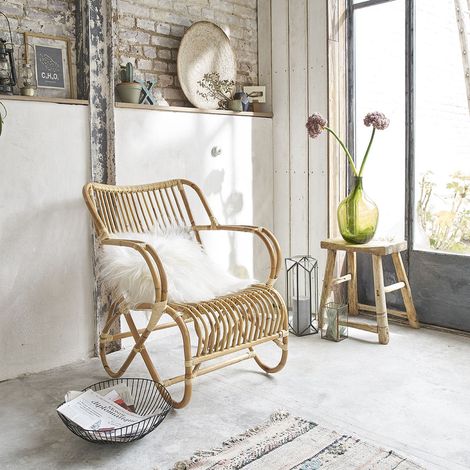 Fauteuil en rotin naturel vintage (1/5)