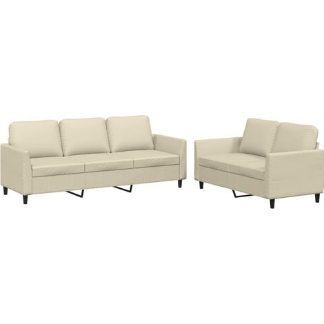 Maison Exclusive - Set di Divani 2 pz con Cuscini crema in Similpelle