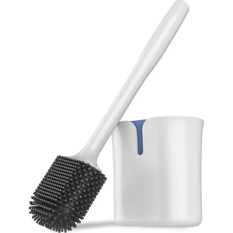 Brosse WC Blanche avec Support et Poignée Longue