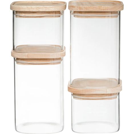 SET DI 4 COPERCHI IN LEGNO PER CONTENITORI DA CUCINA (1/5)