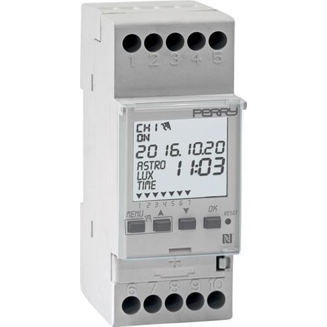 Interruttore astronomico NFC ad 1 canale 2DIN 230Vac Perry 1IO4091NFC