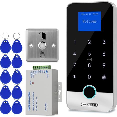 Kit de système de contrôle d'accès Bluetooth, serrure de porte RFID tactile, contrôleur de contrôle d'accès intelligent à empreintes digitales, interrupteur en métal (1/5)