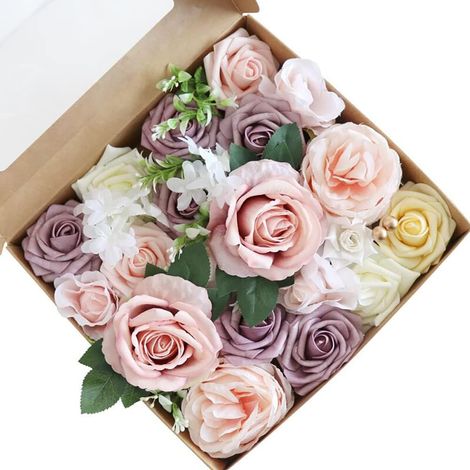 Fleurs artificielles en soie pour bouquets, centres de table, arches décoratives, fêtes, baby showers, décoration intérieure (Pivoine rose violette)-AquaForge (1/5)