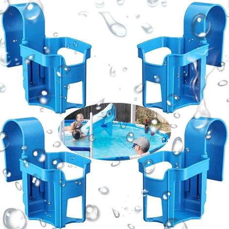 Porte-gobelet de piscine : Ensemble de 4 accessoires multifonctionnels avec support de piscine, panier de rangement et porte-gobelet amovible pour l'été (1/5)