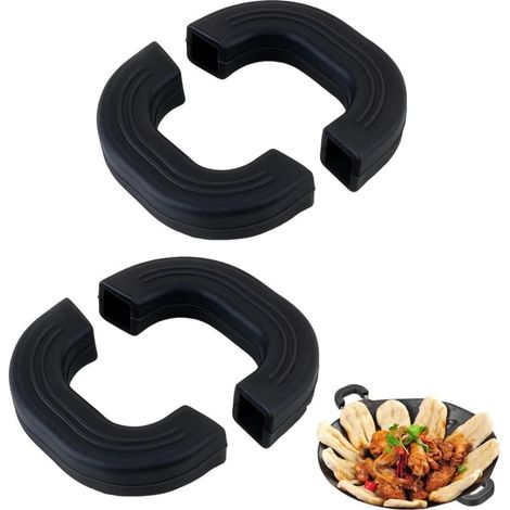 Hitzebeständige Silikon-Topfgriffe – 2 Paar – Rutschfeste und isolierende Griffschoner für Töpfe, Pfannen, Woks, Auflaufformen und Kochgeschirr, Schwarz (1/5)