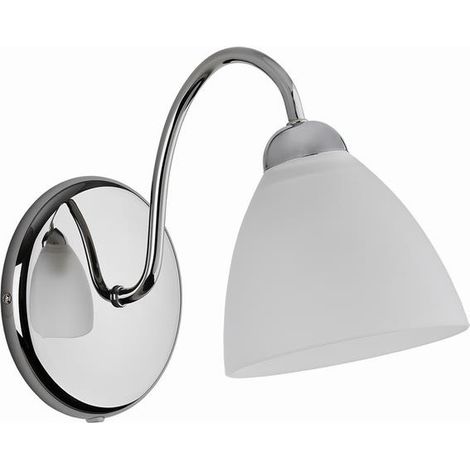 Alfa ARIEL Classic Decorative Wall Sconce Light, Chrome & White Metal Indoor Fixture, 1xE27 Bulb Socket (Max 15W), IP20, 20cm for Living Room Bedroom Hallway