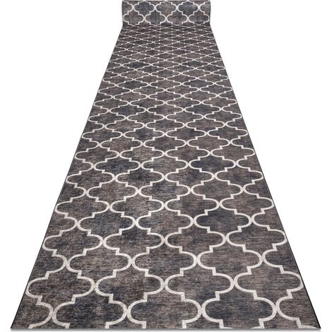 Alfombra de pasillo con refuerzo de goma LOTUS CLOVER 60923 Trébol, jaspeado marrón lavable 80 cm  brown 80x220 cm (1/5)