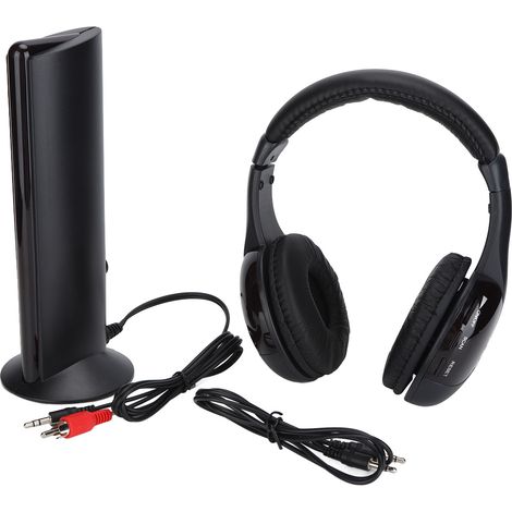 Casque sans fil 5 en 1 avec radio FM et monitoring - Profitez d'un son HiFi et de basses profondes pour PC, TV et appareils audio. (1/5)