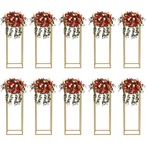 Set mit 10 Goldenen hochzeitsvasen, Höhe: 80 cm, Blumentreppe Metall Blumenregal Blumenständer Pflanzentreppe Pflanzenständer Für Zuhause, Partys, Hochzeiten