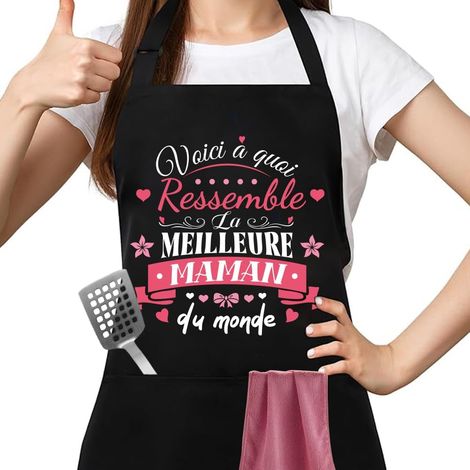 Cadeau Fete des meres, Cadeau Maman Tablier Cuisine - Réglable Chef BBQ,Jardinage Restaurant,Barbecue,Café Cadeau pour Maman (1/5)