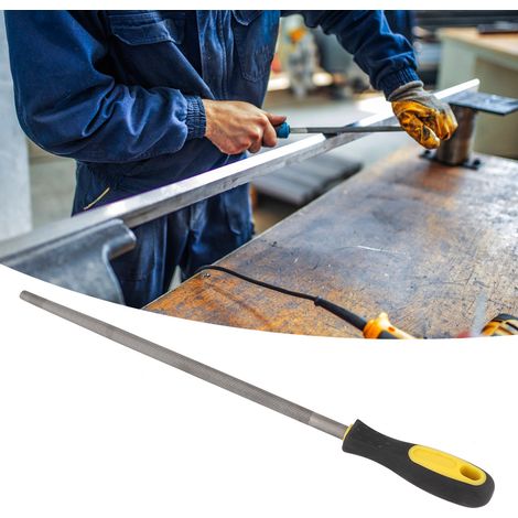 Lime ronde en acier de 30 cm (12 pouces) avec manche, outil d'affûtage et de façonnage pour projets métalliques, lime à dents fines (1/5)
