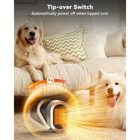 Cadeau de Noël- Mini Lämmitin 1200W – PTC Keraaminen Puhallinlämmitin Termostaatilla, Ylikuumenemissuojalla & Kaatumissuojalla Toimistoon & Makuuhuoneeseen (1/5)