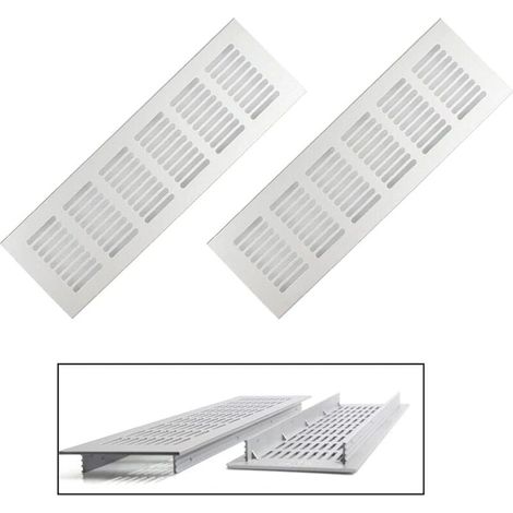 2 Stück Lüftungsgitter, rechteckige Lüftungsgitter, Aluminium-Lüftungsgitter, Außenlüftungsgitter 80 x 250 mm, weiße Schranklüftungsgitter (1/4)