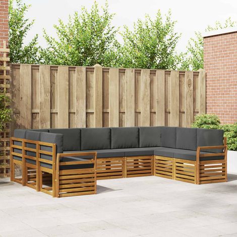 Ecksofa Set 9 pcs Natur und Anthrazit Massivholz Akazie