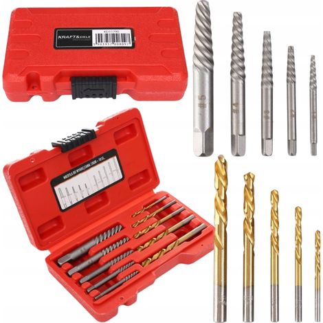 Set mit 10 Bohrern zum Entfernen abgebrochener Schrauben, erhältlich in einer Box von kraft&dele (1/5)