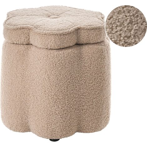 Kinderhocker mit Stauraum FLOWER Blume Bouclé Beige (1/5)