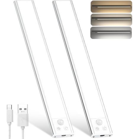 Lampada da interno con sensore di movimento, luce notturna LED ricaricabile 1500mAh, illuminazione LED senza fili per cucina sotto i mobili, armadi, guardaroba (confezione da 2) [Classe energetica A] (1/5)