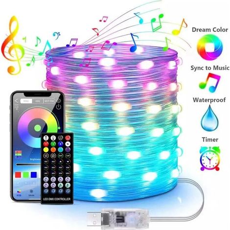 Ruban LED 5M 50LED APP Controle avec Telecommande Couleur magique pour arbre de noel decoration de maison exterieur (1/5)