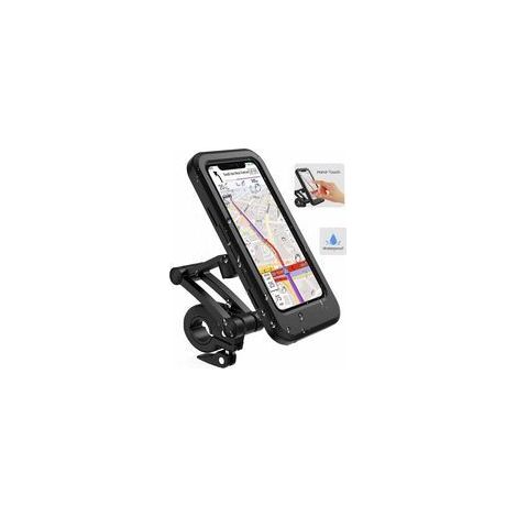 Support pour téléphone portable à vélo, support étanche pour smartphone avec écran tactile, pivotant à 360°, réglable en hauteur pou jusqu'à 6,7 pouces, Moto à vélo, Noir