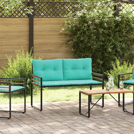 Maison Exclusive - Holz-Lagenbank mit Kissen Uni Türkis 114 x 55 (1/5)
