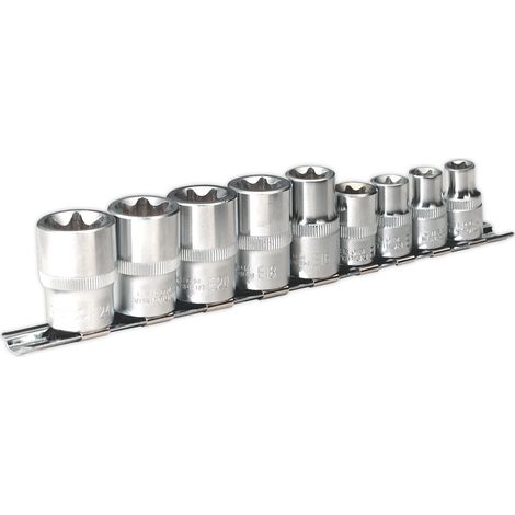 Sealey Premier TRX-Star Socket Set 3/8"" & 1/2""Sq Drive E10-E14 & E16-E24 9pc AK617