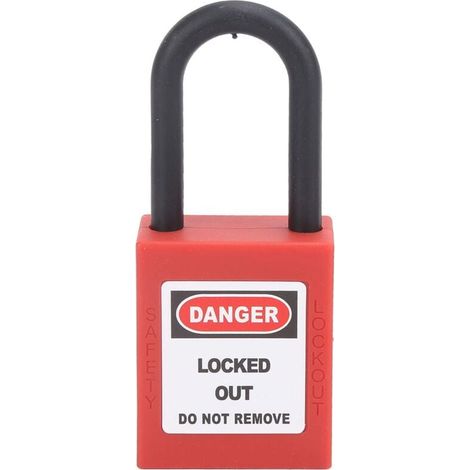 Cadenas de sécurité avec 2 clés, 4,6 x 4,1 x 2 cm, en nylon, pour usage électrique. (1/4)