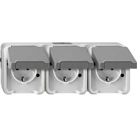 Prise 2P+T avec clapet Schneider Electric MEG2390-8029 AQUASTAR gris clair X507901 (1/2)