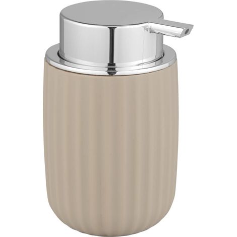 WENKO Dosatore per sapone Agropoli beige, dispenser per sapone liquido ricaricabile in plastica di qualità per 250 ml, modellatura plastica e superficie strutturata, 7,5 x 12,5 x 9 cm (1/5)