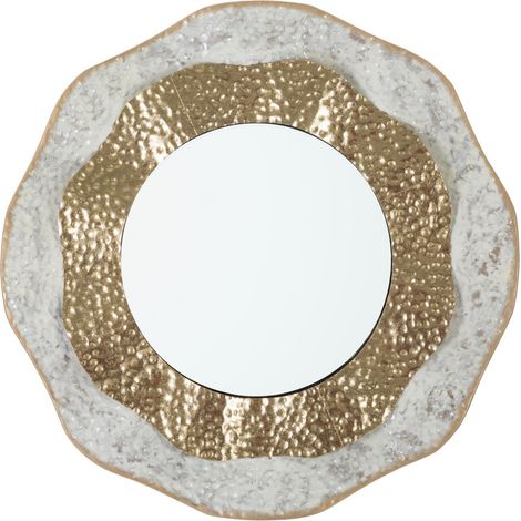 Specchio da parete Shai Light tondo in ferro oro e crema (1/5)