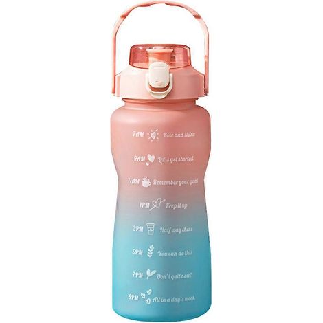 Gourde de sport grande capacité 2000 ml, gourde en plastique à gradient, avec pipette graduée - Rose (1/5)