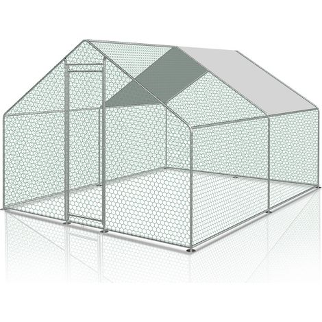 EINFEBEN Poulailler 3x4x2m enclos extérieur avec serrure enclos extérieur clapier pour petits animaux en acier galvanisé (1/5)