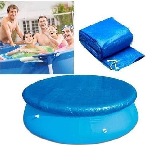 FENOPLASTICABâche de piscine ronde de 366 cm de diamètre avec attaches en corde, résistante à la poussière et au vent, pour piscines hors sol rondes. (1/5)