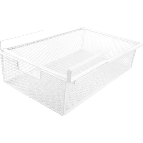 Tiroir coulissant sous bureau, étagère de rangement compacte, blanc (1/5)