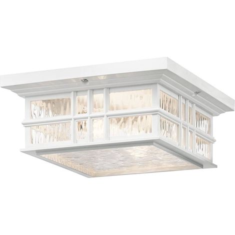 Elstead Beacon Square Plafonnier extérieur à 2 ampoules, blanc, IP44, E27 (1/5)