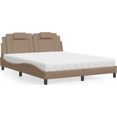 Lit Viana avec matelas cappuccino 160x200 cm similicuir