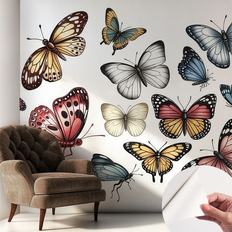 Papier peint autocollant avec imprimé pour intérieur moderne application facile a motif Papillons paradisiaques 250x250 cm (1/5)