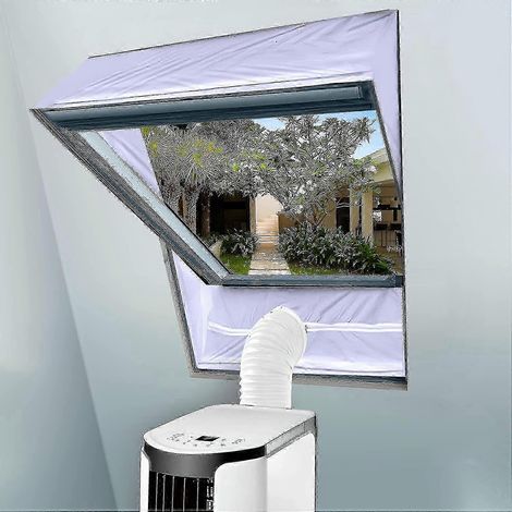 Joint d'étanchéité pour fenêtre de climatisation mobile, toile d'isolation pour fenêtre à pivot central, périmètre jusqu'à 460 cm, convient à toutes les unités de climatisation mobiles (2 (1/5)