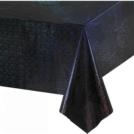 Nappe Noir Paillettes - Nouvel an Nappe de Fête Jetable Foil Brillant Décoration pour New Year 2026 Sorcières Fantômes Citrouille Effrayante (1/4)