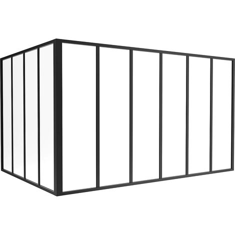 Vetrata angolare L180 x L120 x H105 in Alluminio termolaccato Stile atelier Nero - BAYVIEW