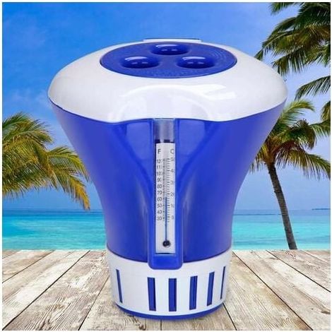 Dosing float large container for 20 to 200 g chlorine and bromine tablets, thermometer setting ring, swimming pool, chlorine dosing, dosing float MUMU (1/4)