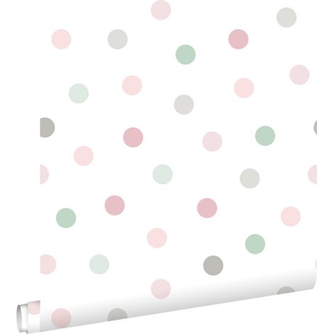 papier peint à motif de petits points rose, vert et gris - ESTAhome (1/5)