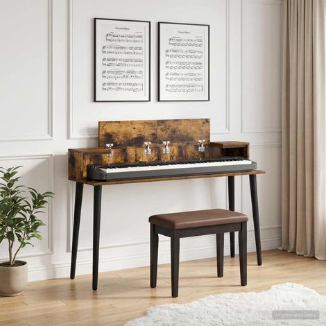 vidaXL Studio Desk Smoked Oak 152 x 36 x 19.5 cm Engineered Wood (1/5)
